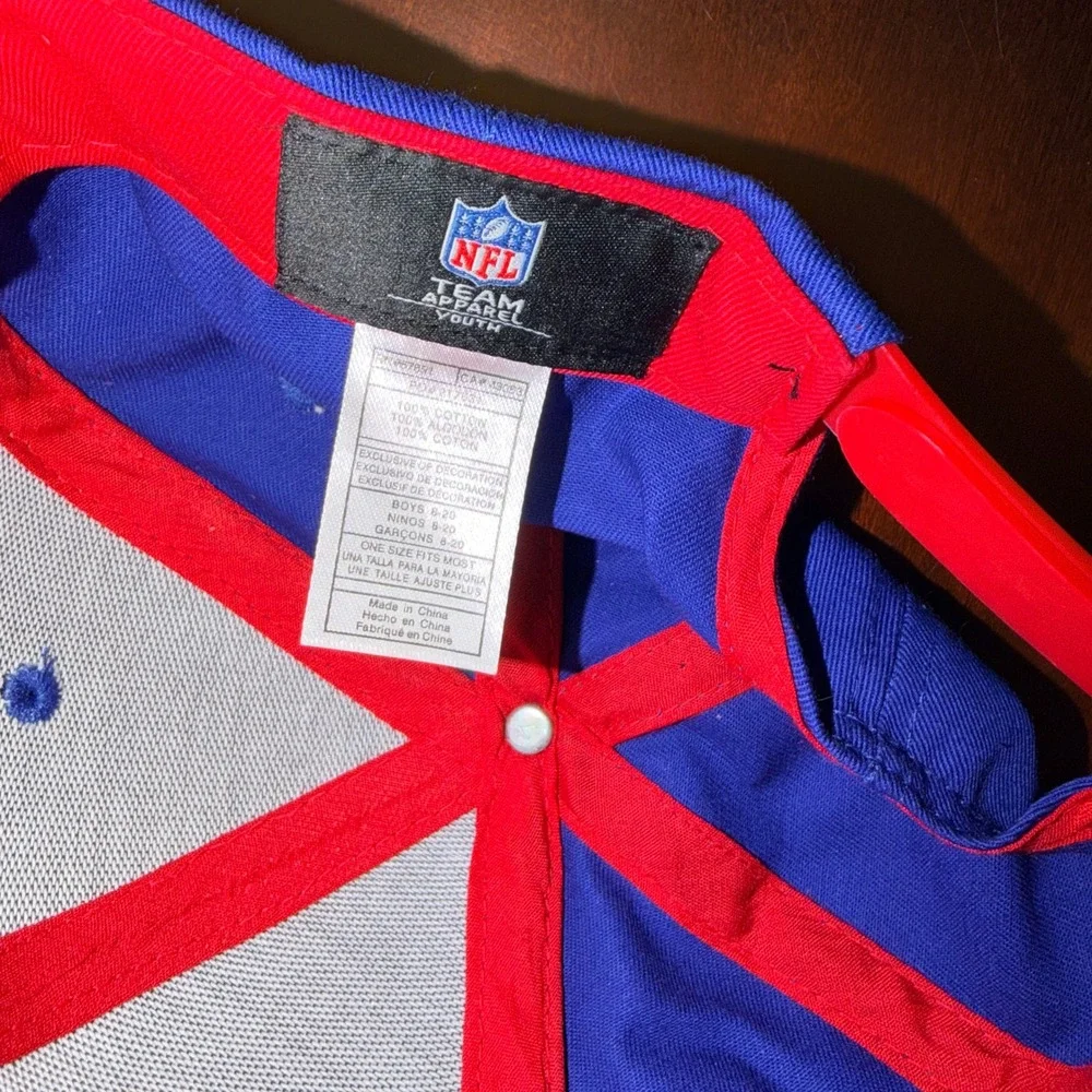 NFL Team Apparel New York Giants Youth Snapback Hat Blue Red NY Logo Cap